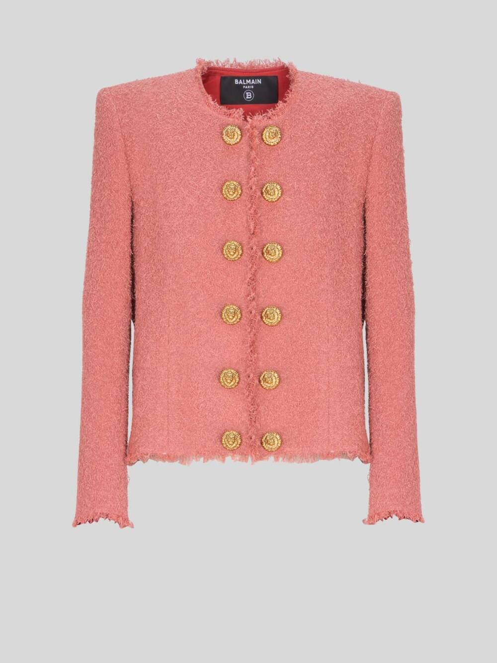 NEW BALMAIN women's tweed spencer jacket in rose